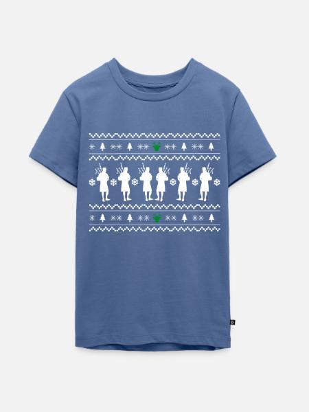 Weihnachts-Bagpiper - Teenager Premium Bio T-Shirt - Taubenblau
