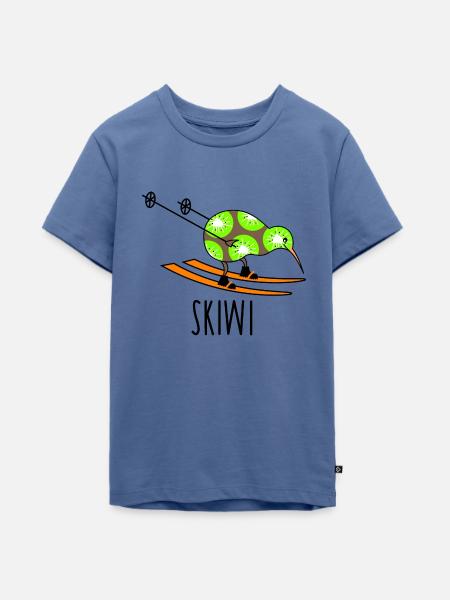 Lustiger Kiwi als Skifahrer - Teenager Premium Bio T-Shirt - Taubenblau