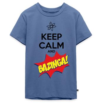 The Big Bang Theory Keep Calm and Bazinga - Teenager Premium Bio T-Shirt - Taubenblau - Vorne - AI Model Teenager Male light (155cm)