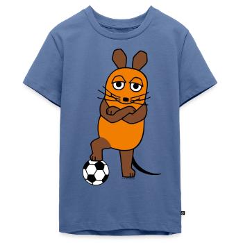 Die Maus mit Fussball - Teenager Premium Bio T-Shirt - Taubenblau - Vorne - AI Model Teenager Male light (155cm)