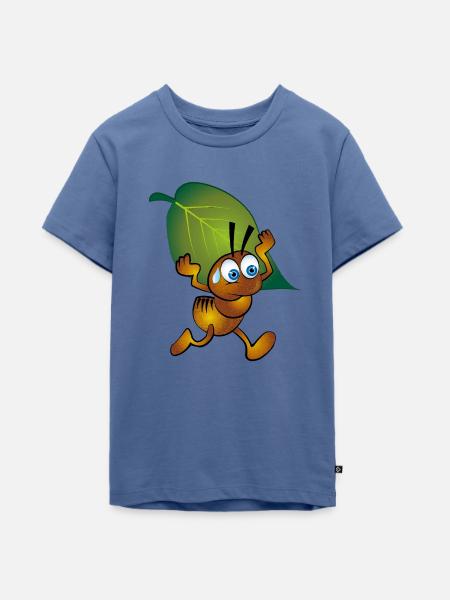 Ameise mit Blatt - Teenager Premium Bio T-Shirt - Taubenblau