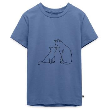 Katzer Mutter Kind - Teenager Premium Bio T-Shirt - Taubenblau - Vorne - AI Model Teenager Male light (155cm)