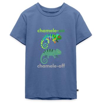 Chamäleon - An/Aus - Teenager Premium Bio T-Shirt - Taubenblau - Vorne - AI Model Teenager Male light (155cm)