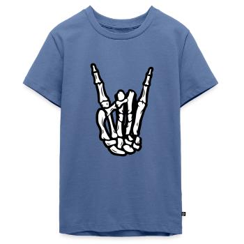 Devils Horn Rock Hand - Teenager Premium Bio T-Shirt - Taubenblau - Vorne - AI Model Teenager Male light (155cm)