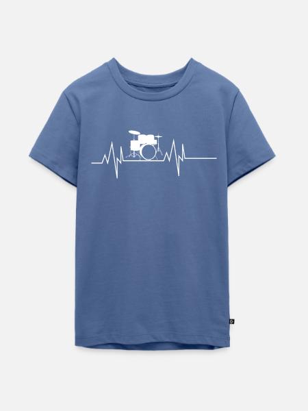 Schlagzeug Herzschlag - Teenager Premium Bio T-Shirt - Taubenblau