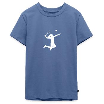 Badminton - Teenager Premium Bio T-Shirt - Taubenblau - Vorne - AI Model Teenager Male light (155cm)