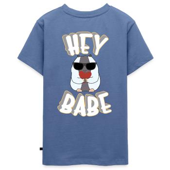 Hey Babe, Valentinstag, verliebte, Valentine, Lieb - Teenager Premium Bio T-Shirt - Taubenblau - Hinten - AI Model Teenager Male light (155cm)