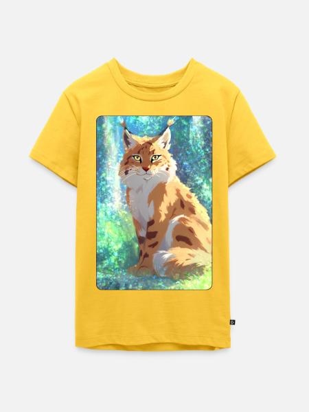 Luchs im Wald - Teenager Premium Bio T-Shirt - Sonnengelb
