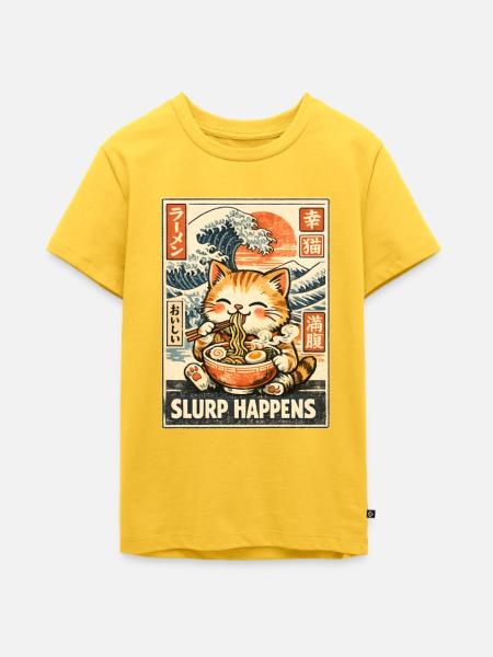 Ramen Katze - Teenager Premium Bio T-Shirt - Sonnengelb