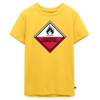 flamme gefahr brennbar humor ironie feuerwehr - Teenager Premium Bio T-Shirt - Sonnengelb - Vorne - AI Model Teenager Male light (155cm)