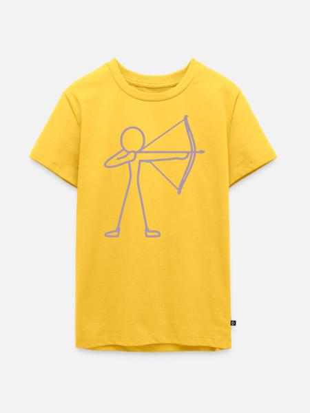 Strichmännchen Bogen Bogenschießen Bogenschütze - Teenager Premium Bio T-Shirt - Sonnengelb