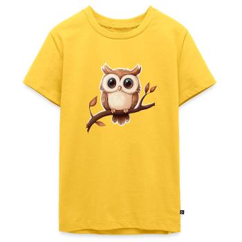 Eule - Teenager Premium Bio T-Shirt - Sonnengelb - Vorne - AI Model Teenager Male light (155cm)