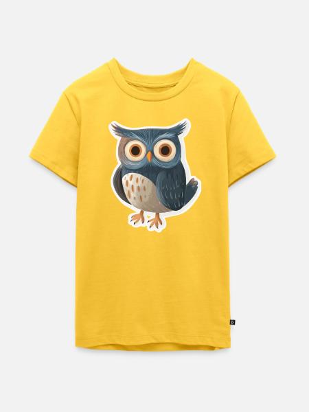 Eule - Teenager Premium Bio T-Shirt - Sonnengelb