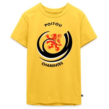 Emblème Poitou Charentes - T-shirt Premium bio Ado - jaune soleil - Devant - AI Model Teenager Male light (155cm)