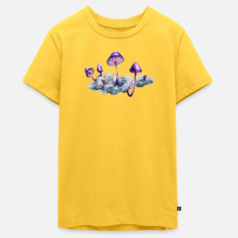 Nuage en forme de champignon violet - T-shirt Premium bio Ado - jaune soleil