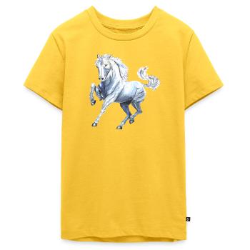 Handgemaltes Wildpferd – Edler Schimmel Design - Teenager Premium Bio T-Shirt - Sonnengelb - Vorne - AI Model Teenager Male light (155cm)