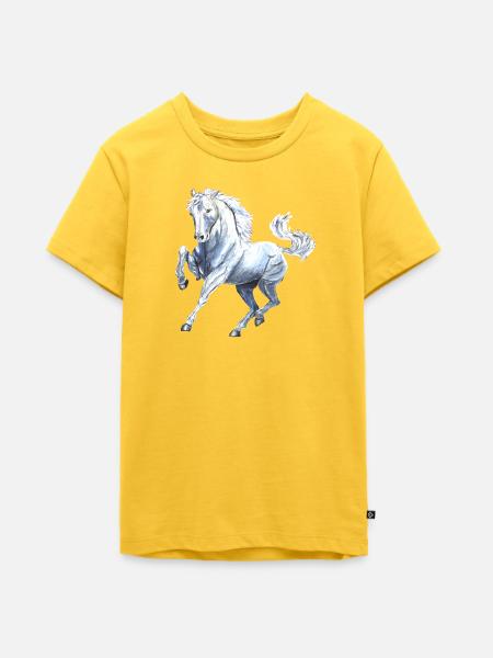 Handgemaltes Wildpferd – Edler Schimmel Design - Teenager Premium Bio T-Shirt - Sonnengelb