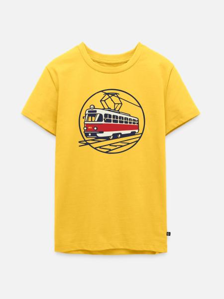 Alte Straßenbahn - Teenager Premium Bio T-Shirt - Sonnengelb