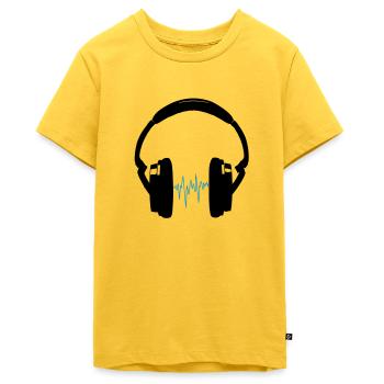 Kopfhörer - Teenager Premium Bio T-Shirt - Sonnengelb - Vorne - AI Model Teenager Male light (155cm)