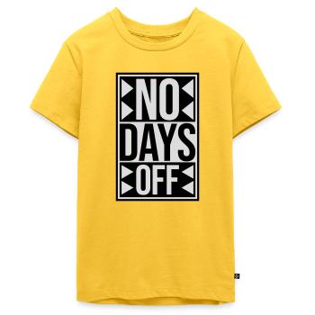 no days off quote - Teenager Premium Organic T-Shirt - sun yellow - Front - AI Model Teenager Male light (155cm)
