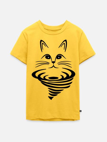 Katze auf Strudel - Teenager Premium Bio T-Shirt - Sonnengelb