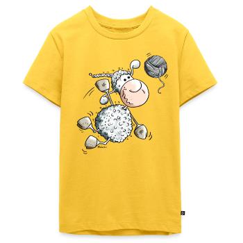 Sportliches Schaf - Teenager Premium Bio T-Shirt - Sonnengelb - Vorne - AI Model Teenager Male light (155cm)