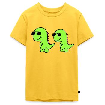 cool dinos - Teenager Premium Bio T-Shirt - Sonnengelb - Vorne - AI Model Teenager Male light (155cm)