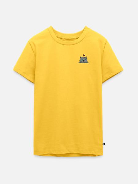 Katze bestickt - Teenager Premium Bio T-Shirt - Sonnengelb