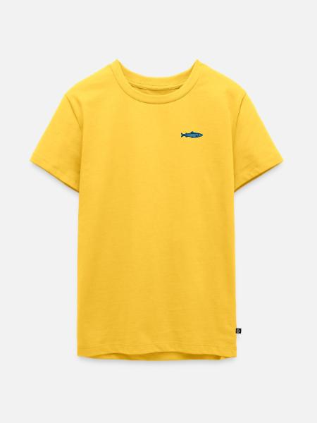 Forelle bestickt - Teenager Premium Bio T-Shirt - Sonnengelb