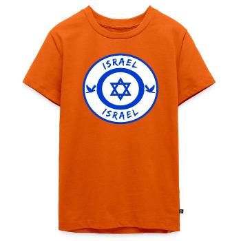 Israel Circle with National Flag Gift - Teenager Premium Organic T-Shirt - orange  - Front - AI Model Teenager Male light (155cm)