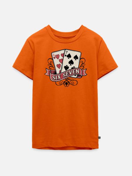 SIx Sieben Karten - Teenager Premium Bio T-Shirt - Orange