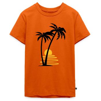 Palmiers avec soleil - T-shirt Premium bio Ado - orange  - Devant - AI Model Teenager Male light (155cm)