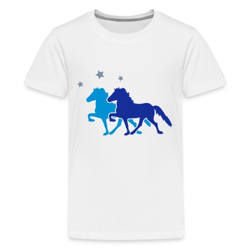 Two Horses with silver-metallic Stars - Teenage Premium T-Shirt
