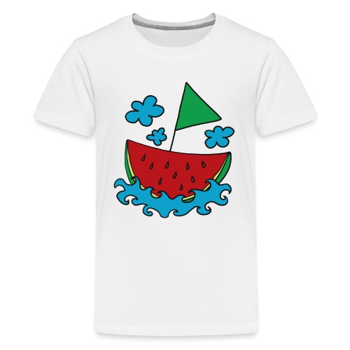 Melone, Boot, Wassermelone, Sommer, Schiff, Wolke - Teenager Premium T-Shirt