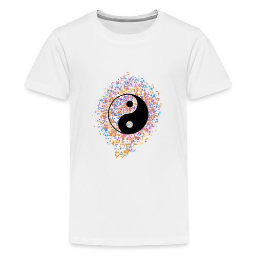 Yin Yang, Farbspritzer, Punkte, Farbe, bunt, - Teenager Premium T-Shirt