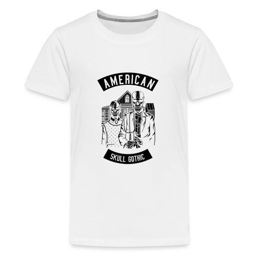 American Skull Gothic - Svart - Premium-T-shirt tonåring