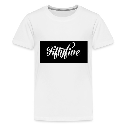 Fiftyfive -teksti valkosita mustalla - Teinien premium t-paita