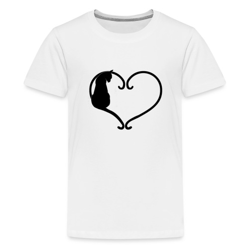 Chat coeur noir - T-shirt Premium Ado