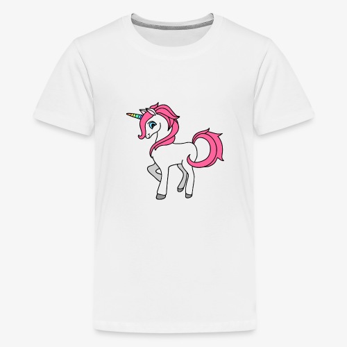 Dulce unicornio con la melena de color rosa y arco iris de Hornos - Camiseta premium adolescente