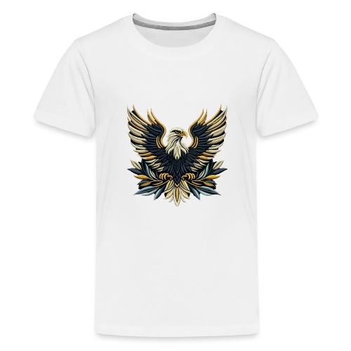 Regal Eagle Wings Embroidered Tee - Teenage Premium T-Shirt
