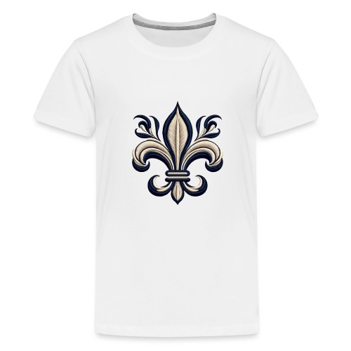 Classic Fleur-de-Lis Embroidery Tee - Teenage Premium T-Shirt