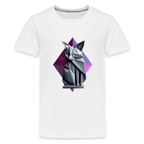 Chat gris façon origami de face - T-shirt Premium Ado