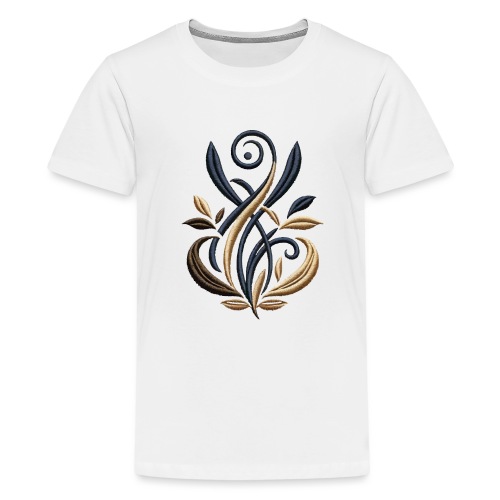 Luxurious Gold and Navy Embroidery Motif - Teenage Premium T-Shirt