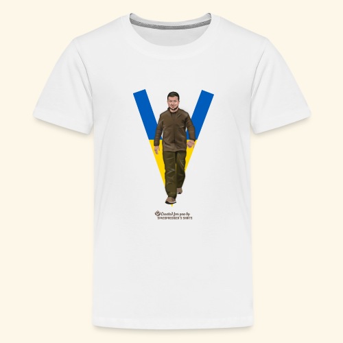 Zelensky T-Shirt Design V Victory - Teenager Premium T-Shirt