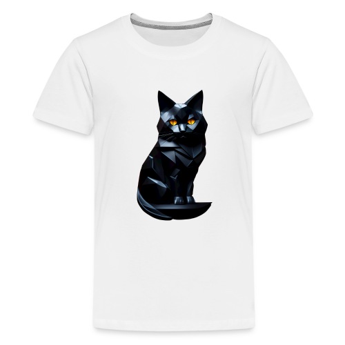 Chat noir de face origami - T-shirt Premium Ado