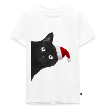 Katze- Weihnachten - Teenager Premium Bio T-Shirt - Weiß - Vorne - AI Model Teenager Male light (155cm)