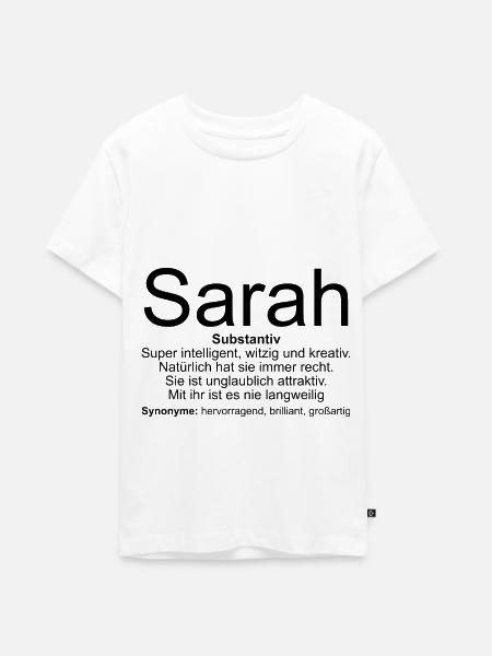 Name Definition Sarah - Teenager Premium Bio T-Shirt - Weiß