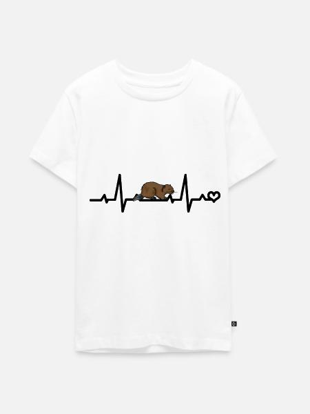 Biber EKG - Teenager Premium Bio T-Shirt - Weiß