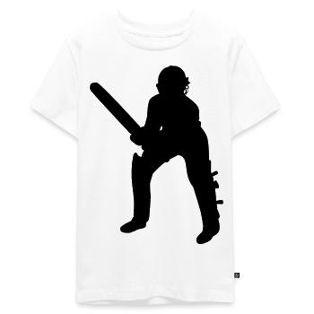 Cricket Batsman Batter Black - Teenager Premium Organic T-Shirt - white - Front - AI Model Teenager Male light (155cm)