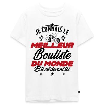 Meilleur Bouliste Humour Pétanque Homme Cadeau - T-shirt Premium bio Ado - blanc - Devant - AI Model Teenager Male light (155cm)